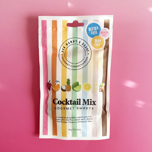 Sachet de bonbons de vos Cocktails préférés : mojito, cuba libre, prosecco, gin fizz, spritz, pina colada... Prix à vérif