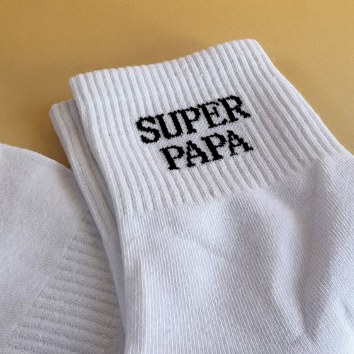 Chaussettes "Super Papa" Blanches
