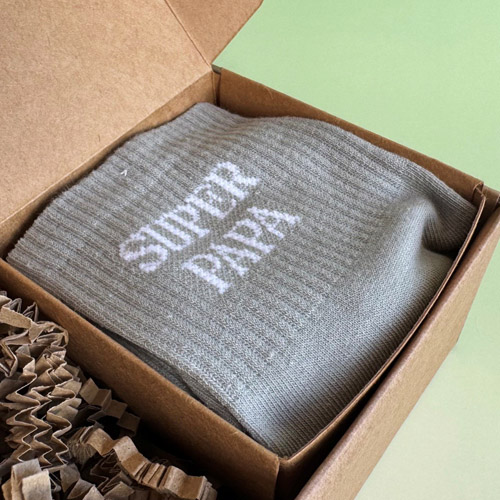 Chaussettes "Super Papa" Gris Clair
