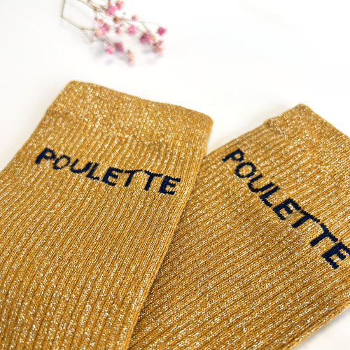Chaussettes à paillettes Poulette - Moutarde