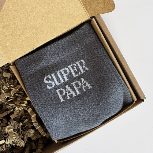Chaussettes "Super Papa" Gris Foncé