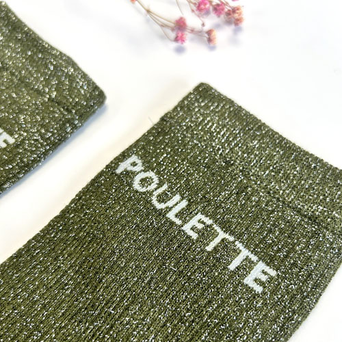 Chaussettes à paillettes Poulette - Kaki