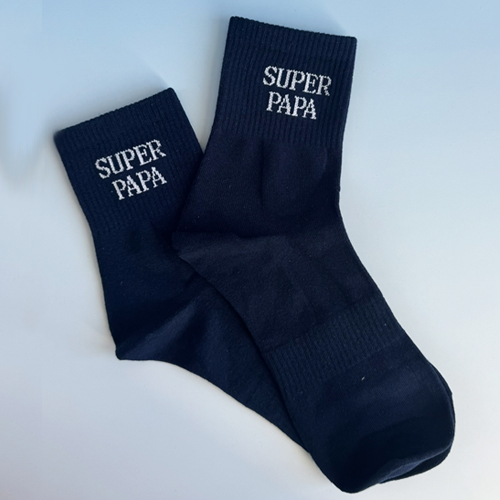 Chaussettes "Super Papa" Bleu Marine