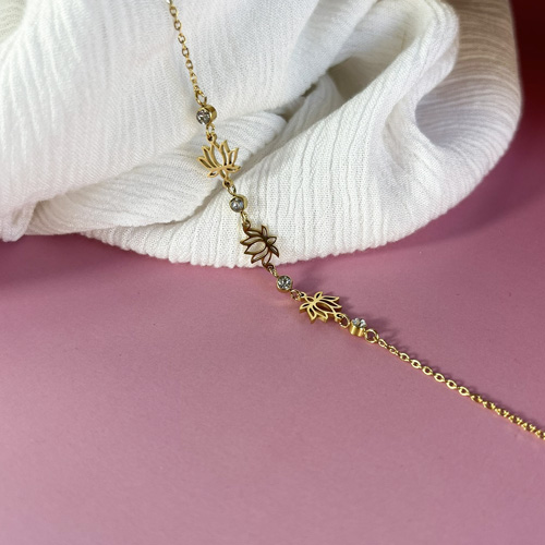 Collier Fleurs de lotus - doré