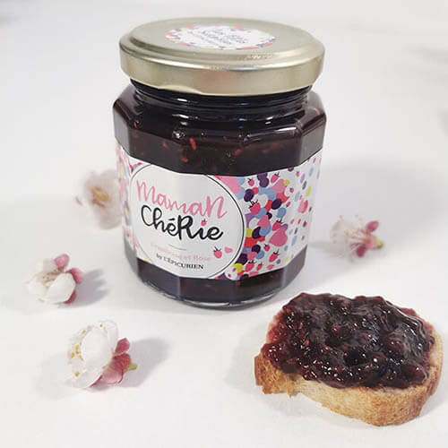 Confiture "Maman Cherie" - Framboise et Rose - Idée box cadeau