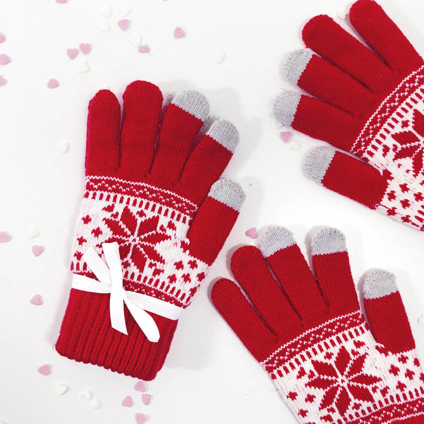 Gants D'Hiver Fantaisie Flocons - Taille Unique, Compatibles Téléphone Tactile