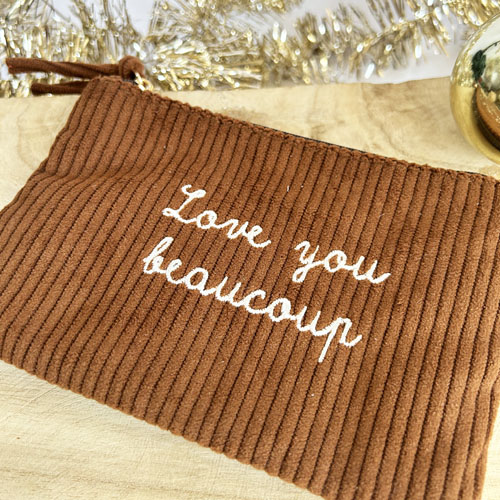 Pochette Love you beaucoup en velours