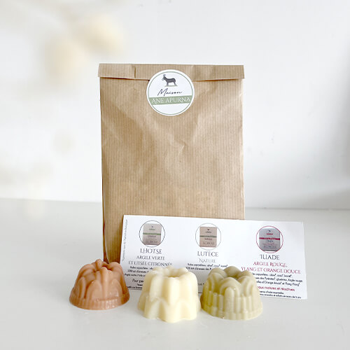 Trio 3 savons fantaisie au lait d'ânesse - Lutèce, Iliade et Lhotse 20gr