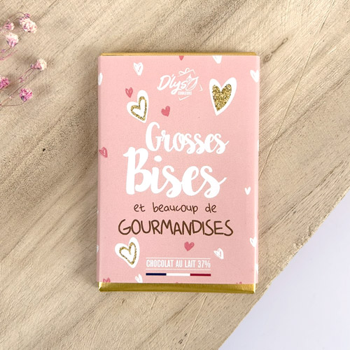 Tablette de chocolat au lait - Grosses bises et beaucoup de gourmandises