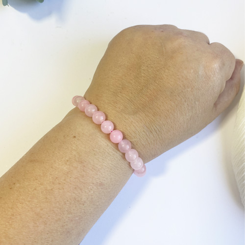 Bracelet de perles ronde en Quartz Rose