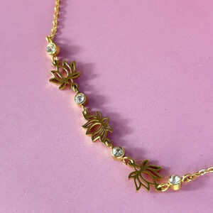 Collier Fleurs de lotus - doré