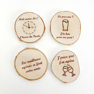 Set 4 dessous de verre en bois