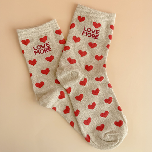 Chaussettes à paillette petit cœurs « Love More »